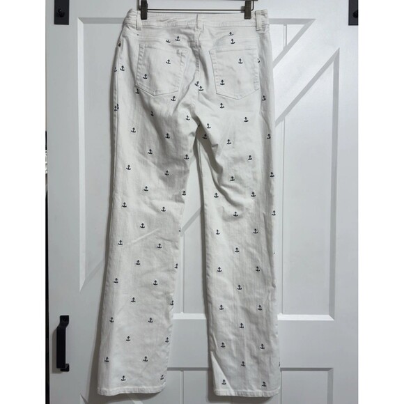 Lilly Pulitzer Sailor Pants Womens 8 White Anchor Embroidered Nautical Preppy - Picture 3 of 13